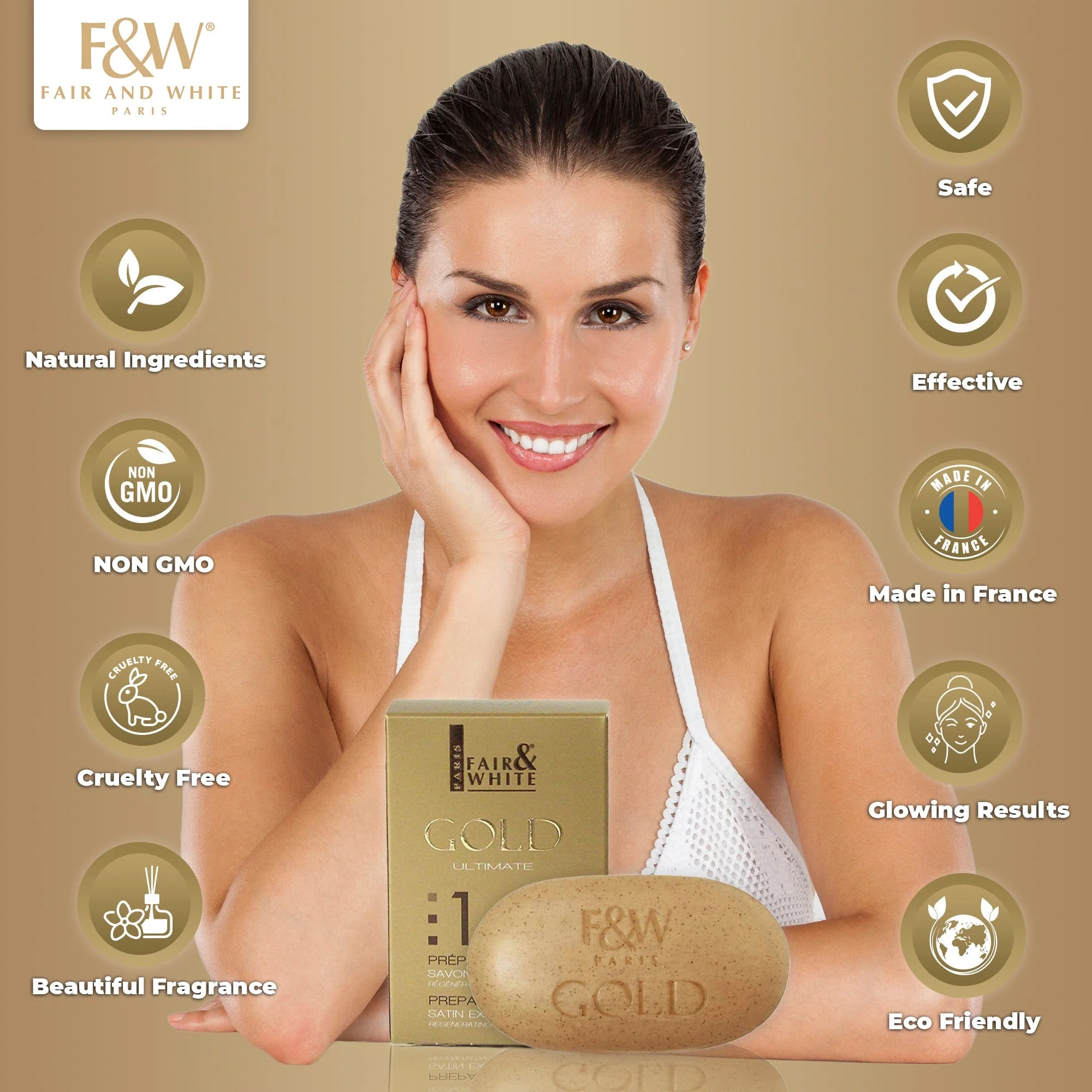Fair and White 1: Gold Argan Oil Exfoliating Soap 200g / 7oz - Image 5