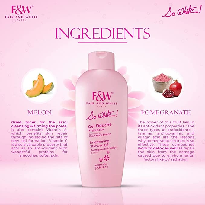 Fair And White So White Brightening Shower Gel 1000ml / 33.8 fl oz - Image 5