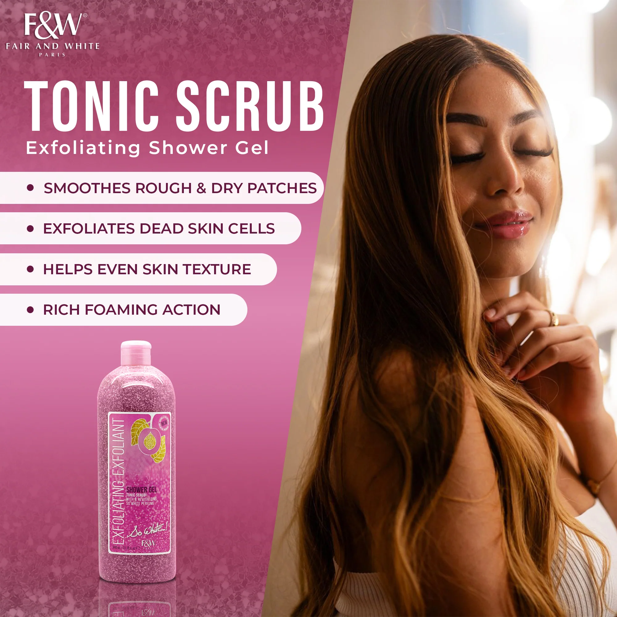 Fair And White So White Exfoliating Shower Gel With Tonic Scrub 940ml / 31.8 fl oz - Image 5